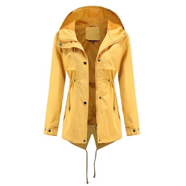 Manteau de Pluie Uni pour Femmes Manteaux d'Extérieur Imperméables Imperméable à Capuche Coupe-Vent
