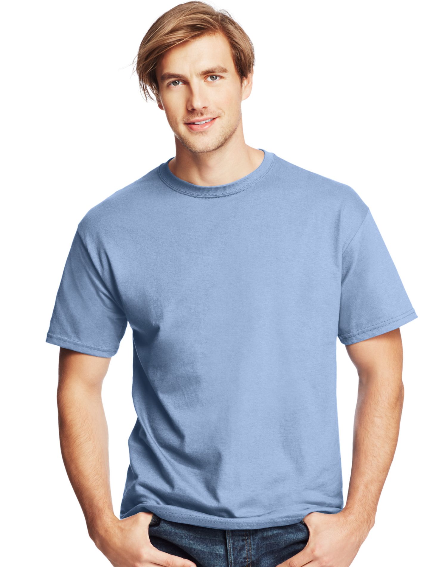 Hanes T-Shirts à Col Rond ComfortSoft pour Hommes, Lot de 4, m, Bleu Pâle