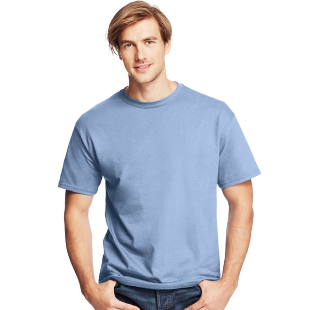 Hanes T-Shirts à Col Rond ComfortSoft pour Hommes, Lot de 4, 3TG, Bleu Pâle