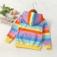 thumbnail image 4 of FAOWME Fall Girls Cute Zipper Pocket Rainbow Strip Hooded Jacket Orange 4-5 Years, 4 of 8