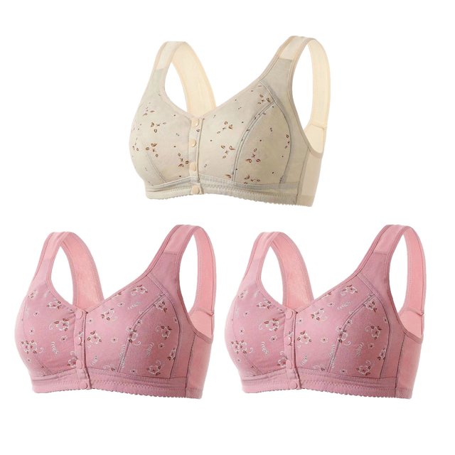 Bigersell 3 Pack of Sports Bras for Women Snap Front Closure Training Bra Style R-10 Polyester Breathable Padded Bras
