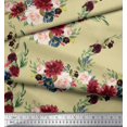 thumbnail image 3 of Soimoi Tissu Beige Poly Georgette Ranunculus & Penoy Imprimé Floral 1 Yard 52 Pouces de Large, 3 of 3