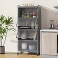 thumbnail image 4 of Costway Étagère de Cuisine à 5 Niveaux Armoire de Rangement Mobile pour Micro-Ondes Portes Relevables Gris, 4 of 10