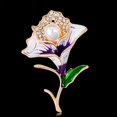 thumbnail image 3 of Exuqisite Dripping Oil Alloy Trumpet Sunflower Brooch Pin with Rhinestones Faux Pearl (Purple), 3 of 3
