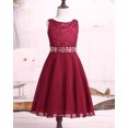 thumbnail image 3 of YONGHS Robe en Mousseline de Soie à Fleurs en Dentelle pour Grandes Filles, Banquet Formel, Concours, Mariage, Fête, Robe de Bal Rouge 8, 3 of 7