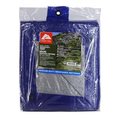 Ozark Trail Medium Duty Tarp, 9' x 12', Blue/ Sliver Color, Material PE