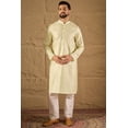 thumbnail image 4 of DWEEP SARA Men’s Green Silk Blend Embroidered Long Kurta 42 Straight Fit Festive Ethnic Wear with Side Slits, 4 of 7