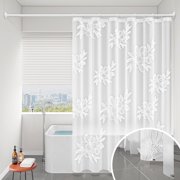 TopLLC Shower Curtain Liner, 47"x79" PEVA 3D Frosted Floral Shower Curtain with Bottom Magnets, Waterproof Quick-Drying Heavy Duty Plastic Shower Liner with Hooks for Bathroom Bathtubs Spa