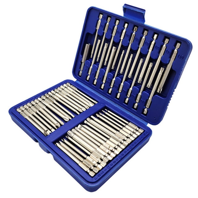 Amdohai 50Pcs Long Screwdriver Bits Set 49Pcs 75mm Cr-V Screwdriver Bits + 1Pc Magnetic Bit Holder with Storage Box