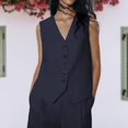 thumbnail image 2 of Women Button Down Waistcoats Comfy Slim Fit ChicJacket Waistcoat (Army Green XS), 2 of 7