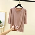 thumbnail image 2 of fatyb Chandails de Détente à Manches 3/4 pour Femmes Col Ras du Cou Amples et Confortables Blouses Chandail Décontracté de Tous les Jours T-Shirt de Pyjama, 2 of 3