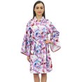 thumbnail image 1 of Bimba Women Cotton Poplin Leaf Printed Short Kimono Robe With Belt Cover Up-8, 1 of 6