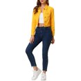 thumbnail image 2 of INSPIRE CHIC Vestes Courtes en Denim pour Femmes Poche Poitrine Bordure à Carreaux Veste en Jean Boutonnée S Jaune, 2 of 8
