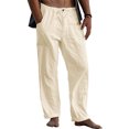 thumbnail image 1 of Daeful Mens Trousers Drawstring Pants Summer Solid Fashion Sweatpants Khaki M, 1 of 9