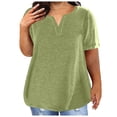 thumbnail image 1 of Timegard Plus Size Tops for Women V-Neck Short Sleeve Solid Color Comfy Basic Tee Casual Loose Tops, 1 of 5