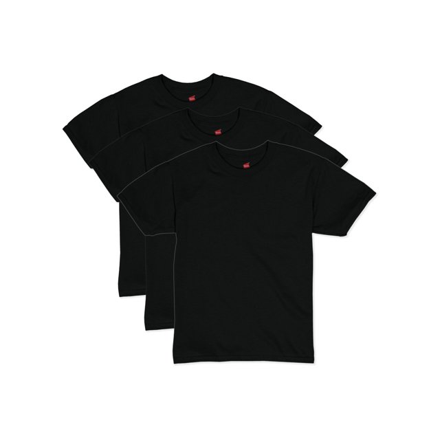 Hanes Garçons EcoSmart T-Shirt à Manches Courtes Valeur Lot de 3, m, Noir