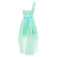 thumbnail image 2 of RUNQHUI Robe à une Épaule pour Enfants Filles en Chiffon Demoiselle d'Honneur Robe Haute Basse Robe de Soirée Formelle Vert Menthe 12, 2 of 7