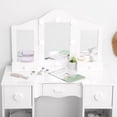 thumbnail image 3 of 2-in-1 Girls Vanity Table with LED Lights & Stool, Wooden Princess Dressing Desk with Tri-Fold Mirror and Storage Drawer, 3 of 7
