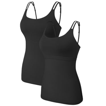 Charmo 2-Pack Cotton Tank Tops for Womens Built-in Shelf Bra Camisole