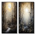 thumbnail image 2 of Designart "Forest Tree Monochrome Moonlit Forms II" Tree Monochrome Framed Wall Art Set Of 2 - Gold Floral Framed Canvas Set For Living Room Decor, 2 of 6