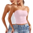 thumbnail image 1 of ZACPNCV 2PC Women's Shapewear Tube Tops Strapless Ruched Built-in Shelf Bra Casual Pink L, 1 of 8