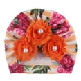 thumbnail image 1 of MIASHUI Turban Extensible pour Tout-Petit Bonnet Bébé Garçon Fille à Imprimé Floral Bandeau, Orange, Taille Unique, 1 of 1