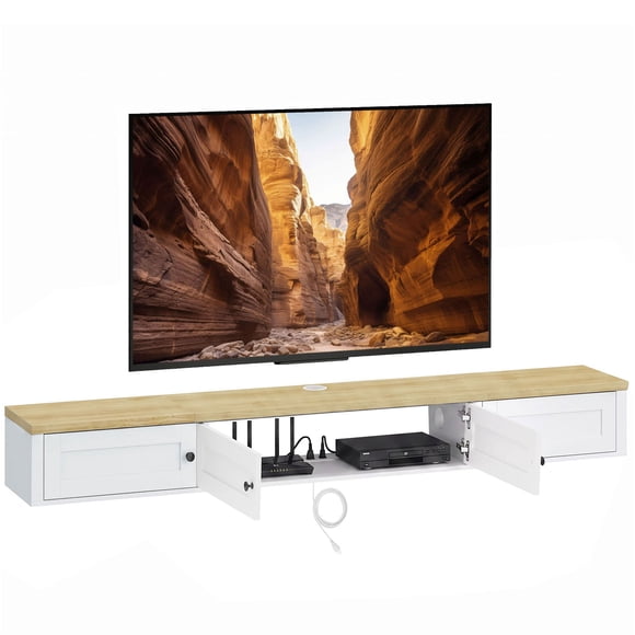 HOMCOM Floating TV Stand for TVs up to 72 Inch, Wall Mounted Media Console