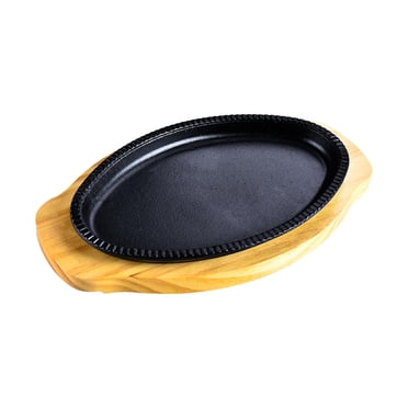 veasfak Plaque de Cuisson Steak Friture Assiette Fajita Poêle Grésillante Forme Ovale Assiette de Service Steak Plat à Gratin pour Cuisson Cuisine Induction Batterie de Cuisine Moyen