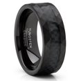 thumbnail image 1 of Men's Tungsten Carbide Ring Carbon Fiber Inlay Hammered Wedding Band Black 8MM, 1 of 3