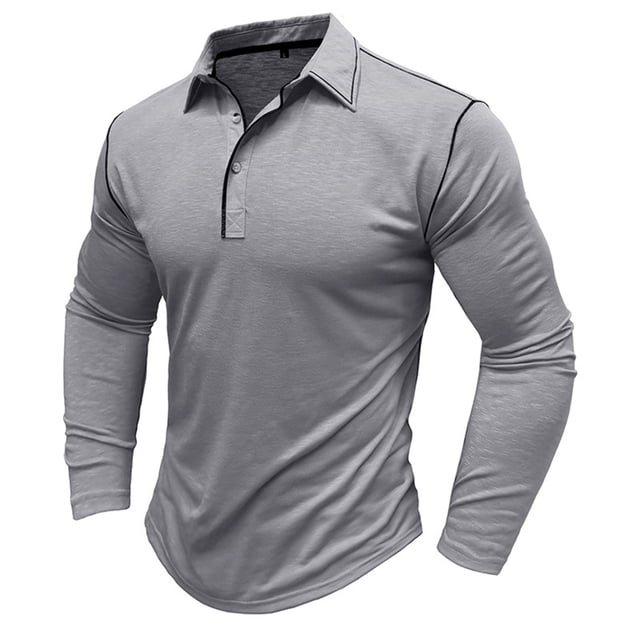 KIHOUT Chandails pour Hommes à Manches Longues Musclé Robuste Basique Blouse de Couleur Unie T-Shirt à Manches Longues Col Rond Blouses et Chemises GY/TG