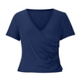 thumbnail image 5 of hotojiny Hauts de Sortie pour Femmes Été Entraînement Manches Courtes Chemise Ajustée Mode Froncée Printemps Plage Vacances Ensembles Vêtements, 5 of 5