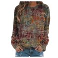 thumbnail image 2 of Chemises pour Femmes Chandails en Molleton Décontractés Imprimés Thermiques Col Rond Manches Longues T-Shirts Amples Hauts pour Femmes Bleu G, 2 of 3