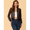 thumbnail image 3 of INSPIRE CHIC Blouson Bomber Léger Transparent à Fermeture Éclair à Manches Longues pour Femme TP Noir, 3 of 6