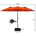 thumbnail image 2 of Costway Parasol de Marché à DEL Solaires Double Face de 15 Pi pour Patio avec Manivelle et Base, Orange, 2 of 9