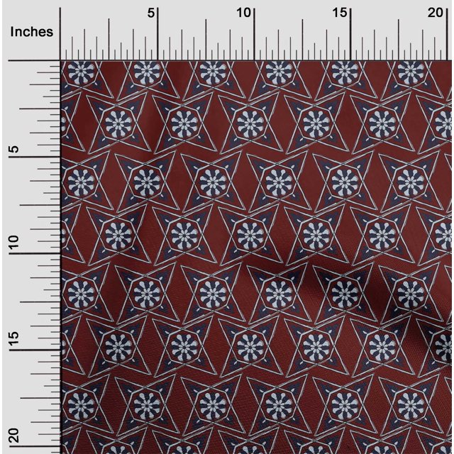 oneOone Silk Tabby Fabric Floral Block Print Sewing Fabric BTY 42 Inch Wide