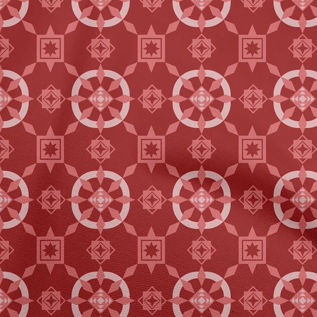 oneOone Cotton Poplin Red Fabric Geometric Sewing Craft Projects Fabric Prints By Yard 56 Inch Wide