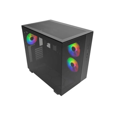 MONTECH KING 65 PRO ATX Boîtier de PC de Jeu Mi-Tour, Double Chambre, Panneaux en Maille à Flux d'Air Élevé, Prend en Charge les Séries RTX 40, 3 Ventilateurs ARGB Préinstallés, Accès Sans Outils, Verre Teinté - Noir