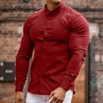 thumbnail image 2 of Pompotops Men Casual Solid Turn-down Collar Button Long Sleeve Shirt on Sale, 2 of 8