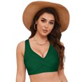 thumbnail image 4 of Huesdet Bikini Tops for Women Triangle Bikini Top Ribbed Push up Padded Halter String Bathing Suits Top(Green,S), 4 of 9