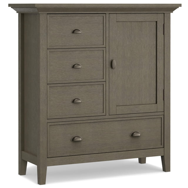 Simpli Home Redmond Wood 39" Transitional Medium Cabinet in Farmhouse Gray