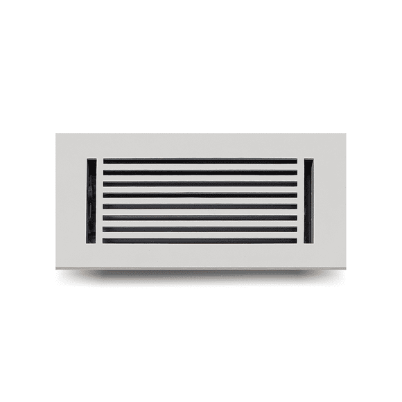 Floor Vent Cover / Register 4” x 10” with Damper – Outer Size 6” x 12”, 5mm Thick Decorative Cast Aluminum, Powder Coated, Repaintable – Modern Linear Design VR109 for Floors, Walls & Ceilings