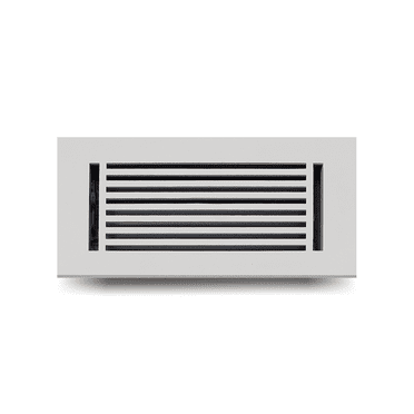 Prima Decorative Hardware Registre de Plancher 4"x10 Pouces VR-109 Aluminium Coulé-Blanc / Couvercle d'Évent Robuste, Design Linéaire Moderne, Marchable, Persiennes Ajustables, Plaque avant 6 Pouces x 12 Pouces, Sans Trous de Vis