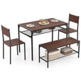 thumbnail image 4 of Costway Ensemble de Salle à Manger pour 4 Table Rectangulaire avec 2 Chaises, 1 Banc, Étagères de Rangement Brun, 4 of 10