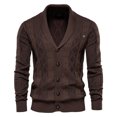 thumbnail image 1 of CEHVOM Men's Sweater Cardigan Solid Color Lapel Long-Sleeved Knitted Jacket, 1 of 3