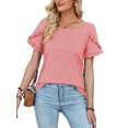 thumbnail image 2 of Avamo Hauts d'Été pour Femmes T-shirt Col Rond Manches Courtes T-shirt Confortable Pull de Travail Rose TG, 2 of 4