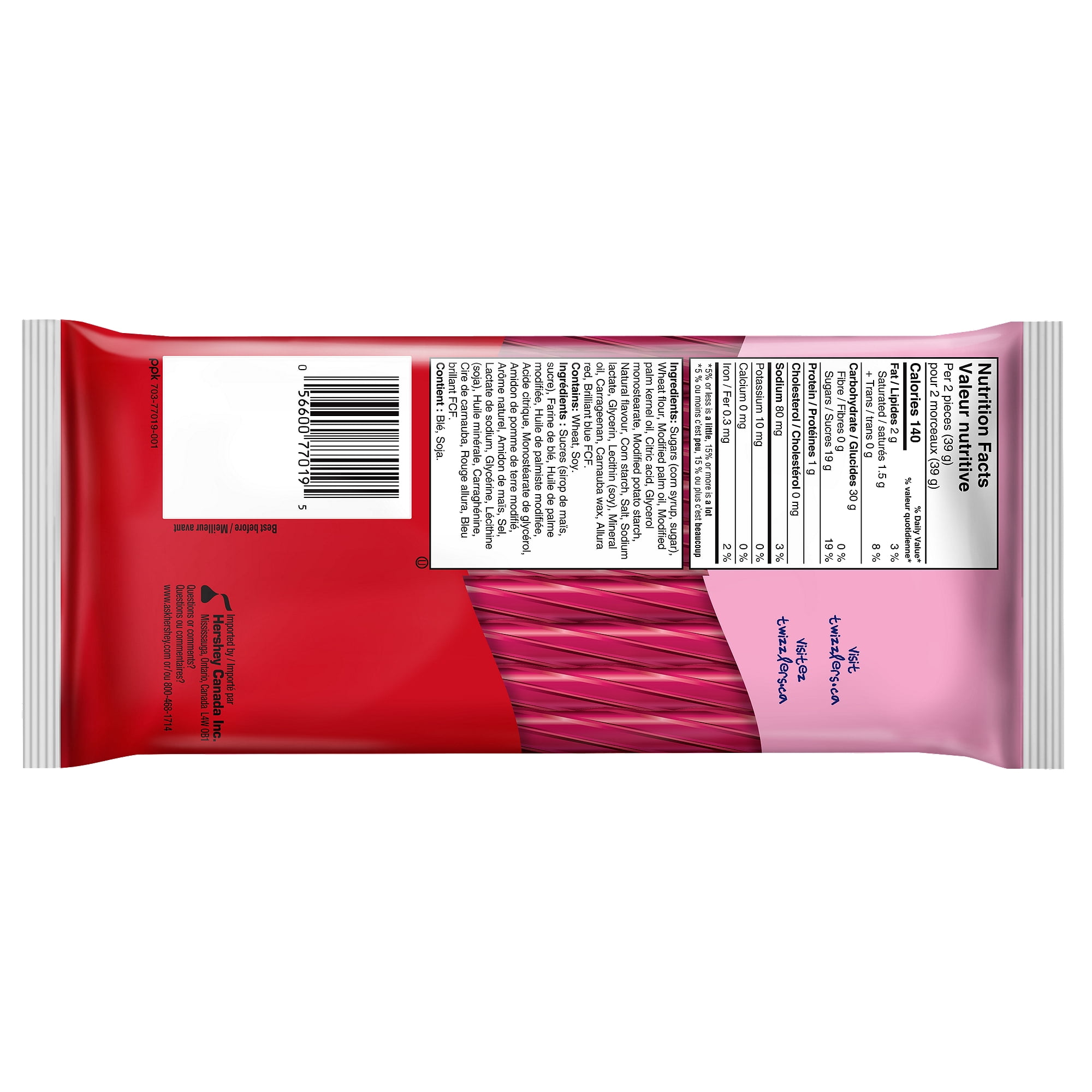 Torsades garnies TWIZZLERS framboise de 311 g
