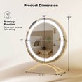 thumbnail image 3 of Gymax Miroir de Maquillage Rond 16 Pieds' avec 3 Couleurs de Lumières à Intensité Réglable, Fonction Mémoire, Or, 3 of 10