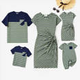thumbnail image 1 of PatPat Ensembles Assortis pour la Famille : T-Shirt à Rayures Colorblock et Robe Trapèze à Liens Latéraux, 1 of 4