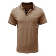 thumbnail image 1 of Dvkptbk Hommes Manches Courtes Uni Décontracté Mode Col Rabattu Chandail Boutons T-Shirt Blouse en Liquidation, 1 of 3