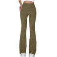 thumbnail image 1 of SHTXOZHI Women's High Waisted Flare Pants Knitted Bell Bottom Casual Trousers with Pockets, 1 of 7